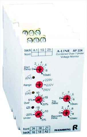 AP224 1Ph Supply Monitoring Relay (OV & UV contacts)